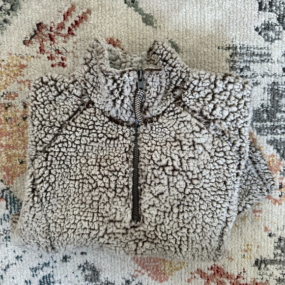 Cozy Sherpa Brown Long Sleeve Pullover 1/4 Zip Women's Small Size Cozy Warm - Picture 14 of 14